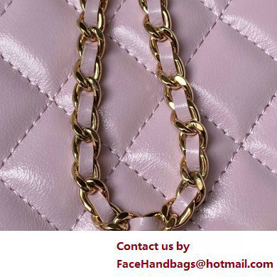 Chanel Shiny Crumpled Lambskin, Imitation Pearls  &  Gold-Tone Metal Clutch with Chain Bag AP3804 Lilac 2025